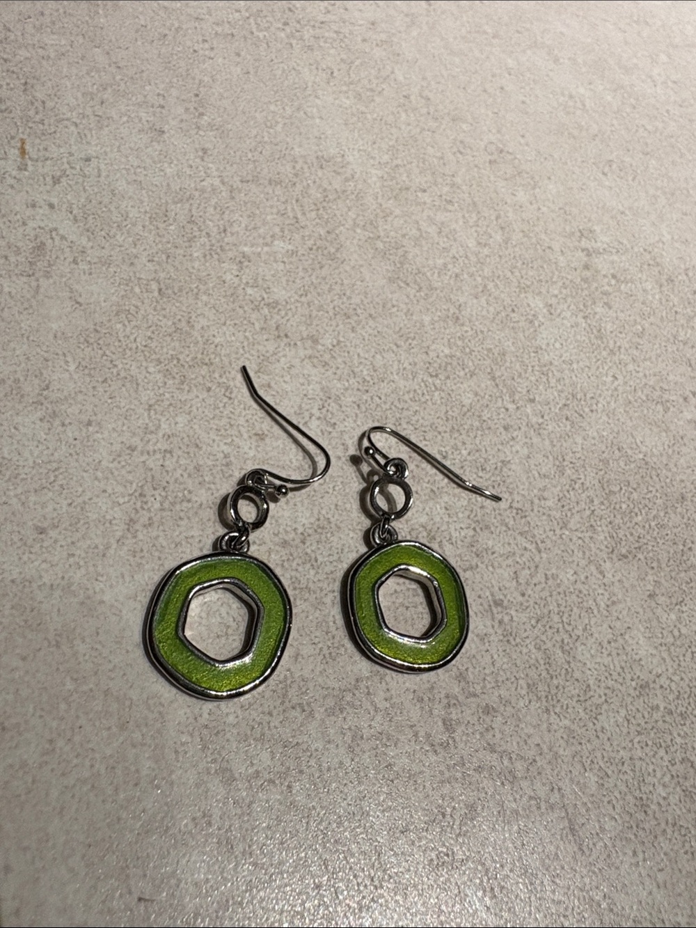 Lia Sophia Lime Green Enamel Circle Drop Earrings